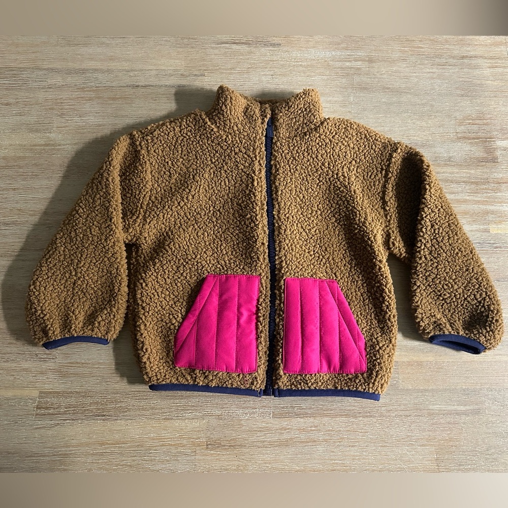 Old Navy | Brown and Pink Kids Teddy Boucle Jacket | 3T